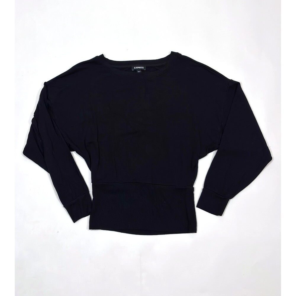 Express Open Back Dolman Long Sleeve Top Black - Size XS - Picture 2 of 5